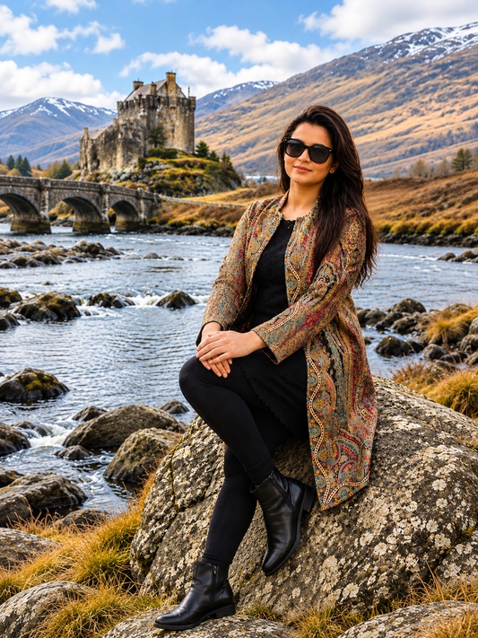 Kashmir kani pashmina long jacket