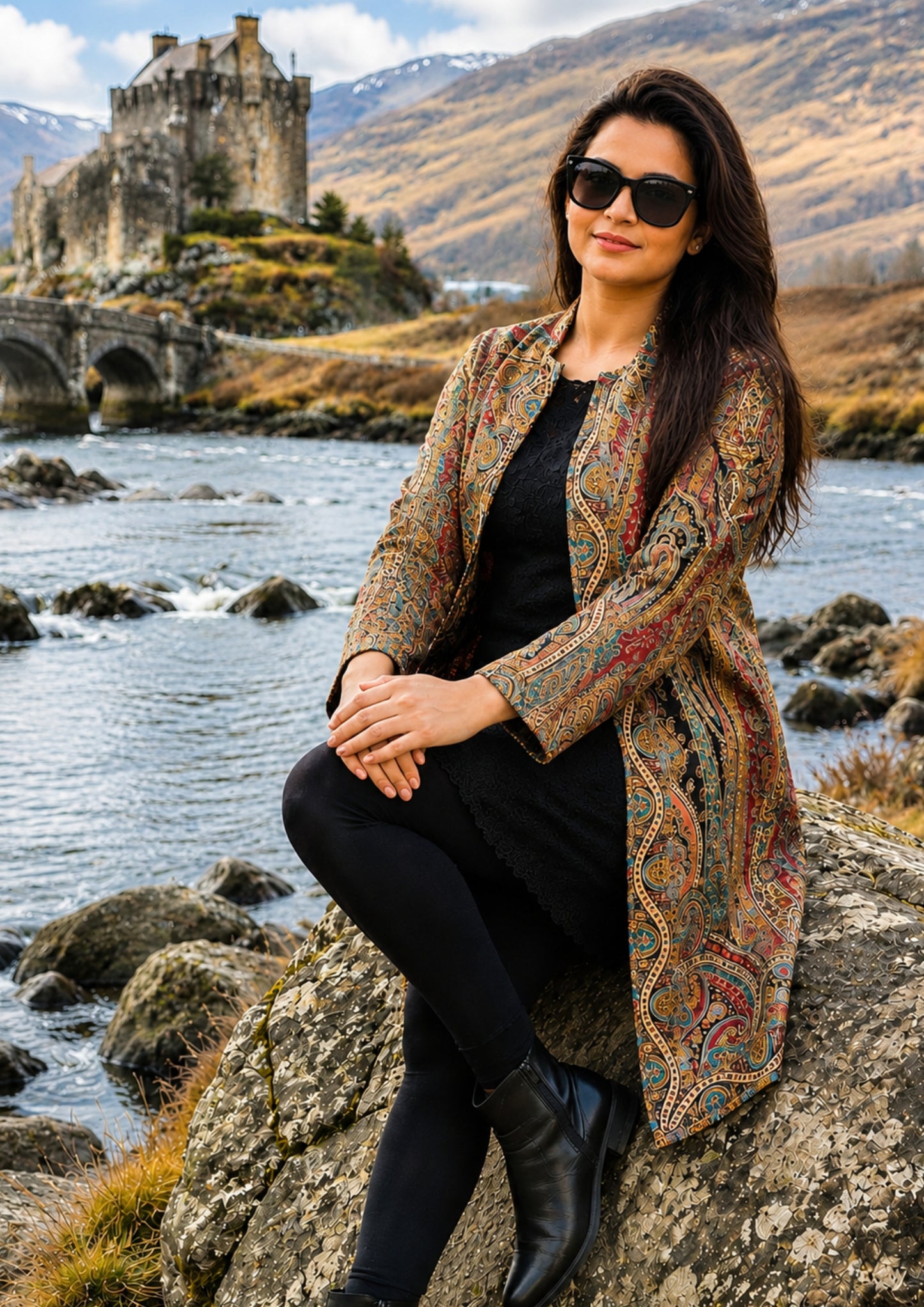 long paisley print kashmiri kani jacket