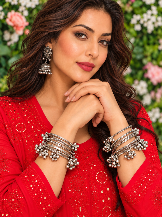 Kashmiri oxidised bangles set