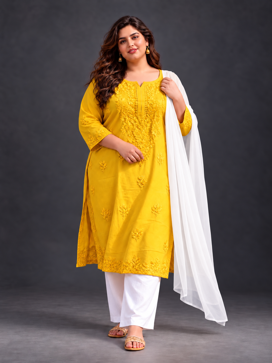 Mallika modal plus size yellow kurti
