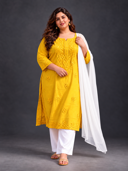 Mallika modal plus size yellow kurti