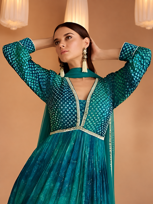 Masnavi Ishqa gown floral Green