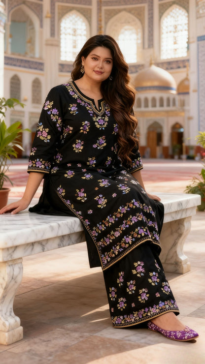 Masnavi Lilac blooms chikankari modal set