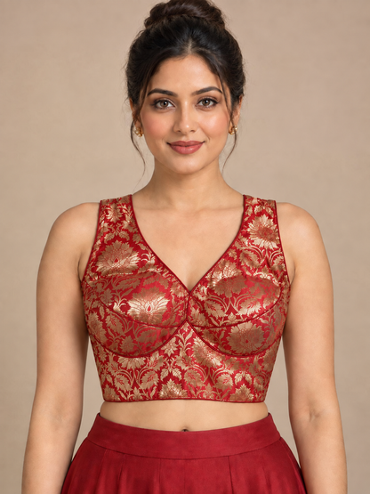 Masnavi_banarasi_brocade_desinger_saree_blouse with tassels