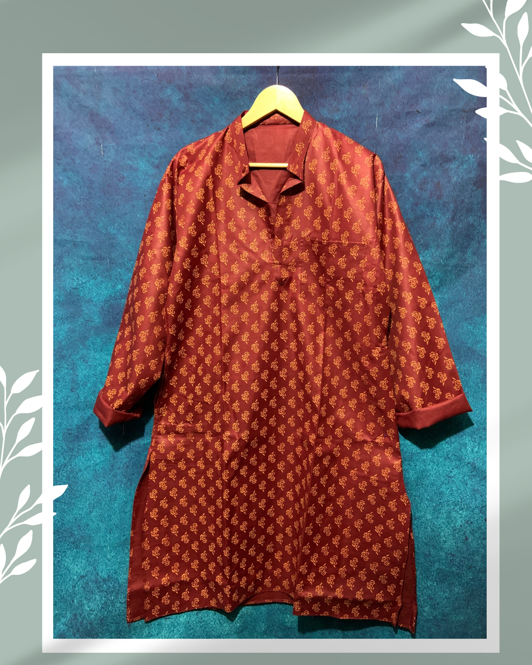 Masnai men cotton kurta red