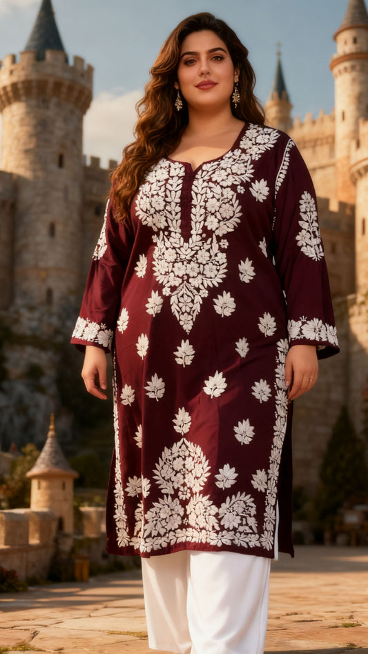 Masnavi plus size chikankari Modal  kurti