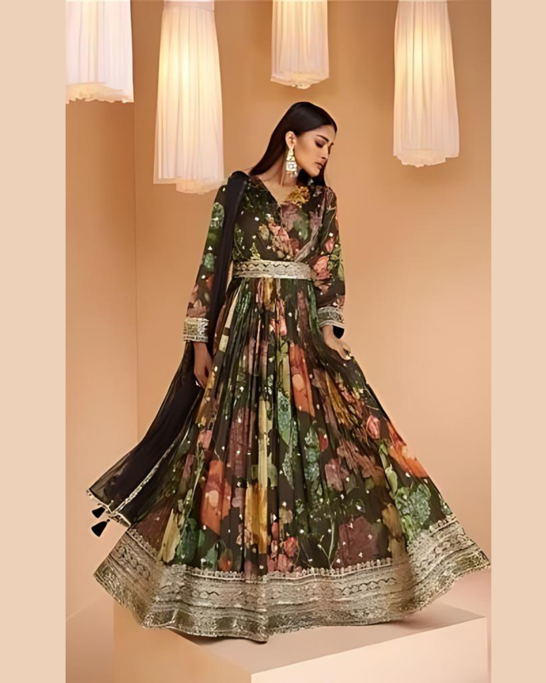 Masnavi Ishqa gown floral brown