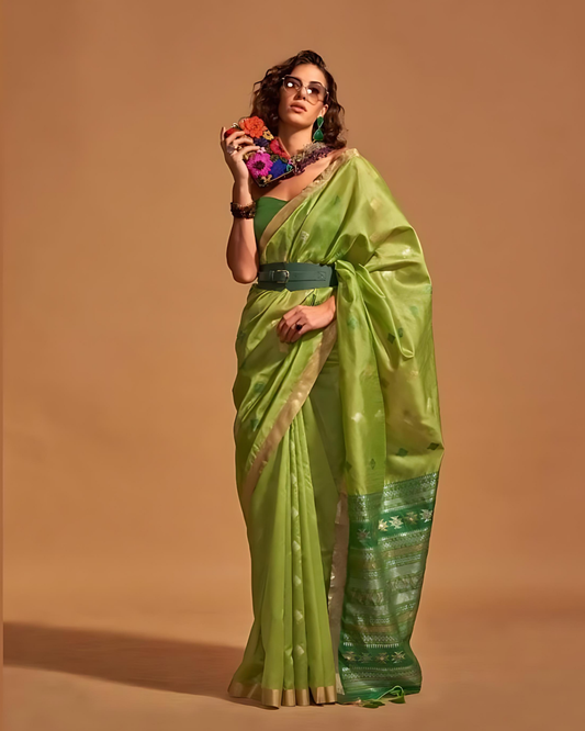 Royal silk sari green