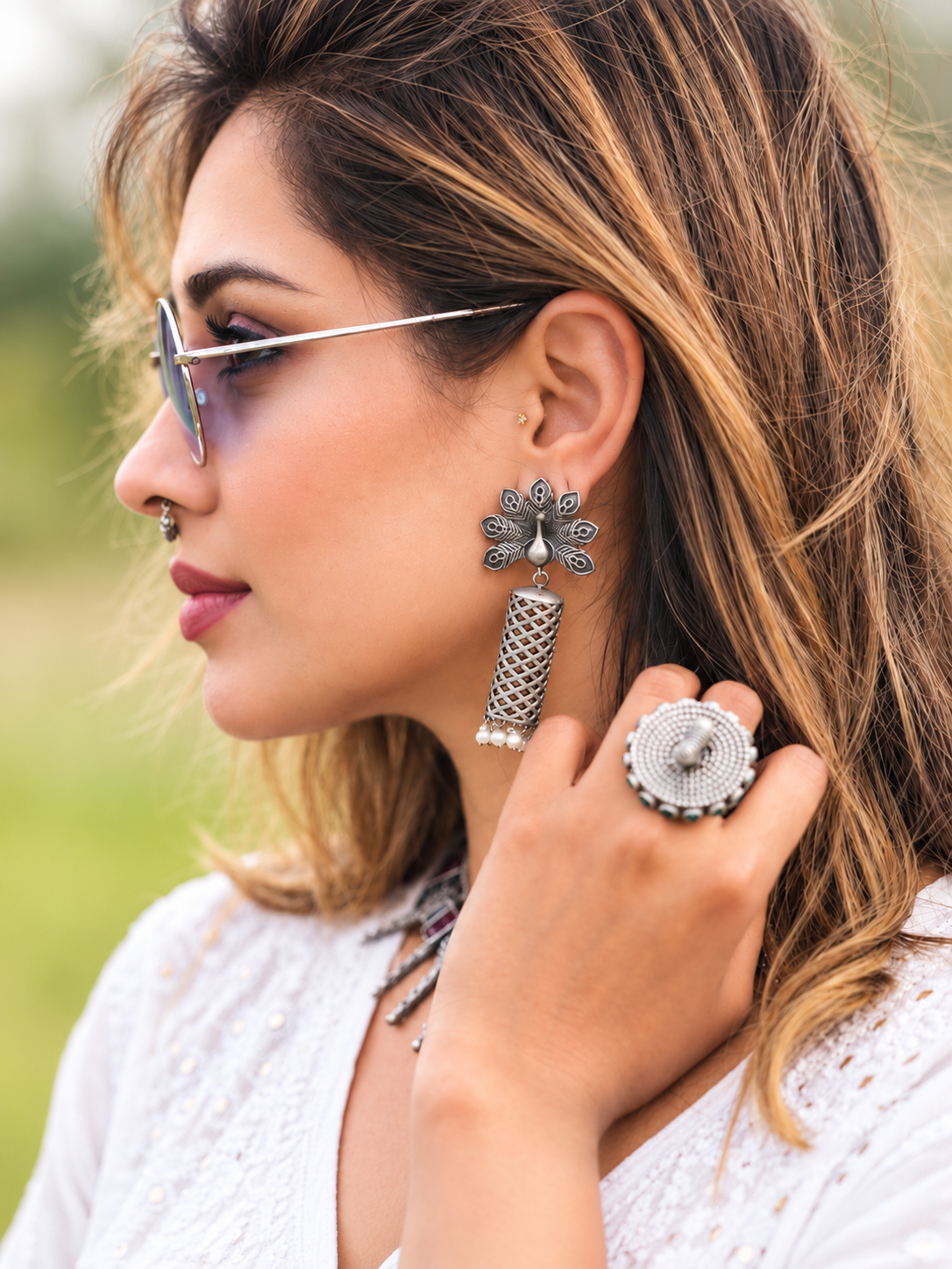 Mayuri peocock oxidised Earrings