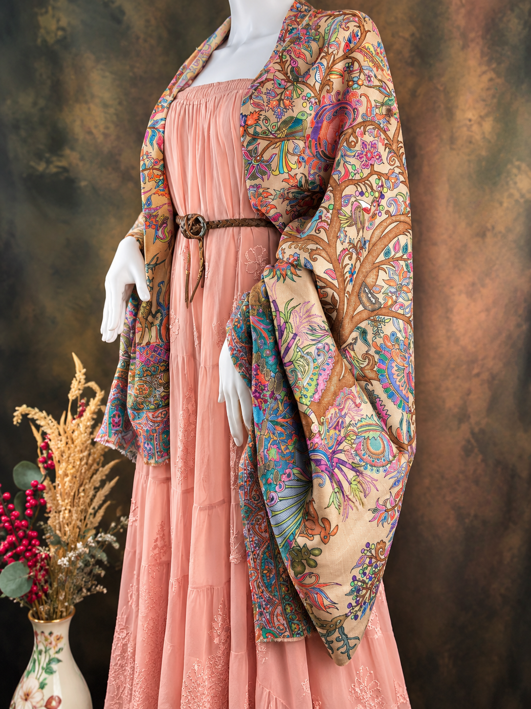 Miraj tribal design pashmina scarf