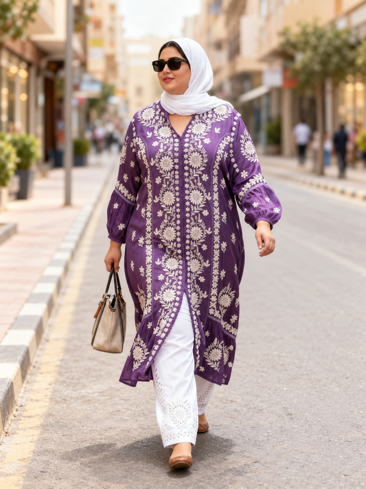 Muslin semi western lavender dress