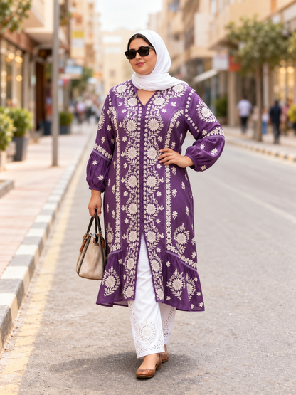 Muslin semi western lavender plus size dress