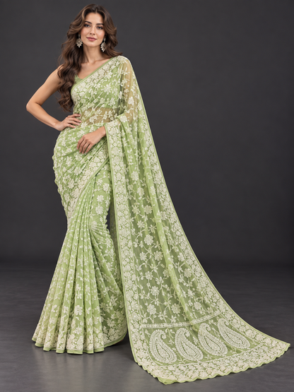 Naaz by masnavi chikankari georgette saree