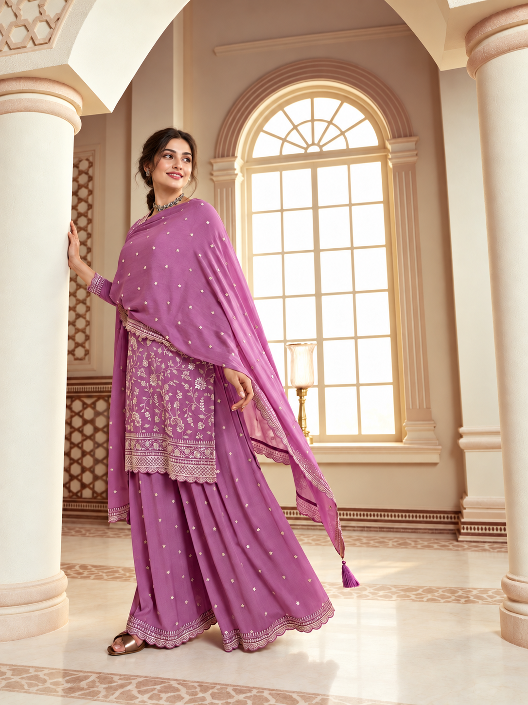 Naveli plus size silk dress lilac