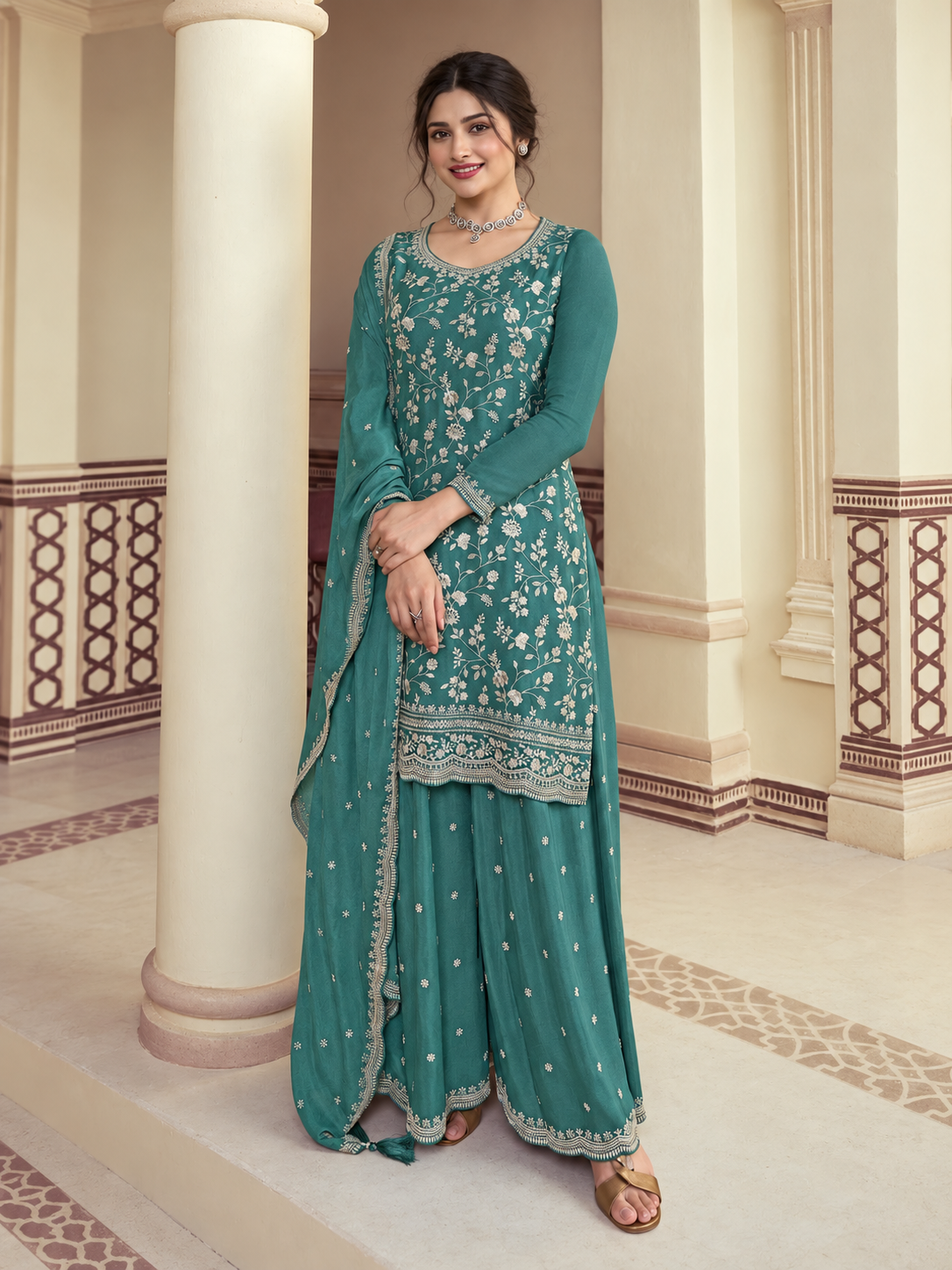 Naveli plus size silk dress viridian green