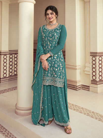 Naveli plus size silk dress viridian green