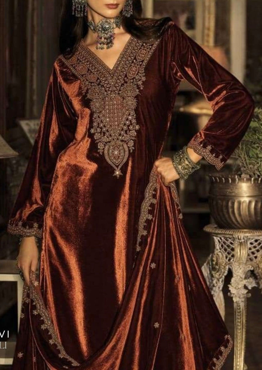 Noorjahan makhmali Velvet Bronze suit