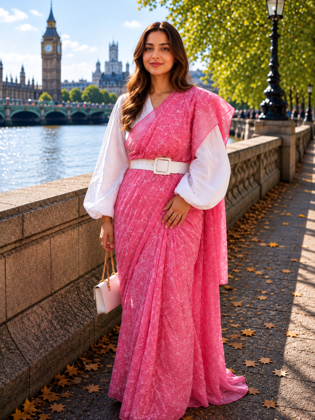 Pastel pink chikankari georgette tepchi sari