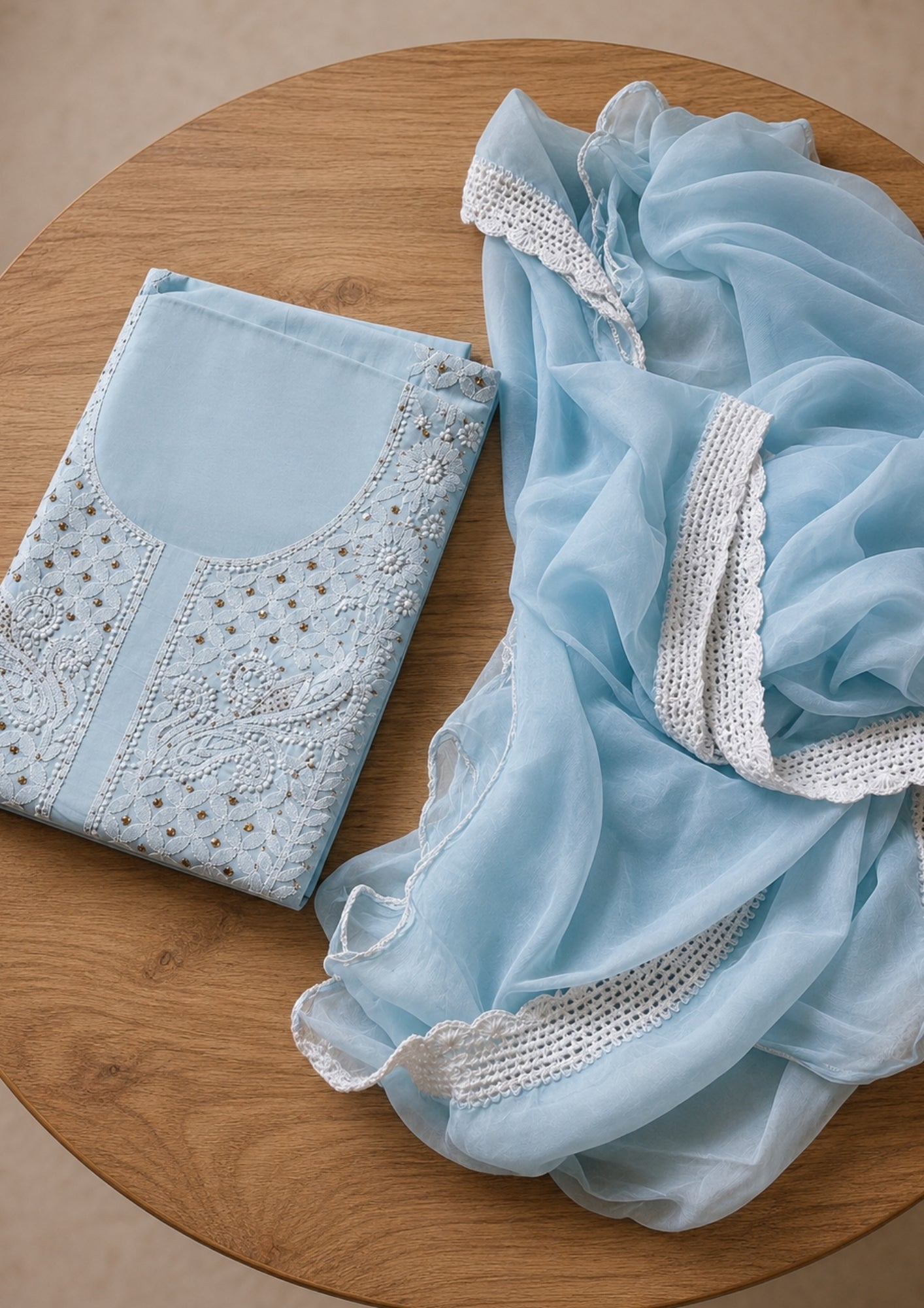 Premium voil cotton chikankari suit set