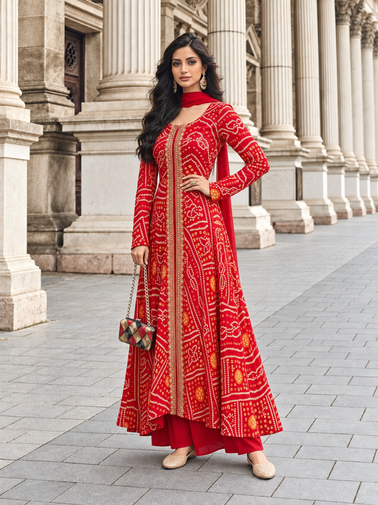 Red_Viscose_Jacquard_Silk_Dress_Set_with_Hand_Embellished_Work_1