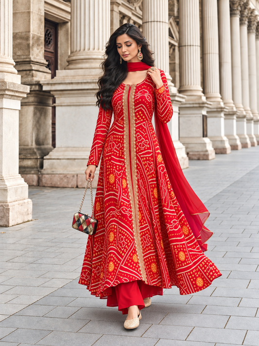 Red_Viscose_Jacquard_Silk_Dress_Set_with_Hand_Embellished_Work_1