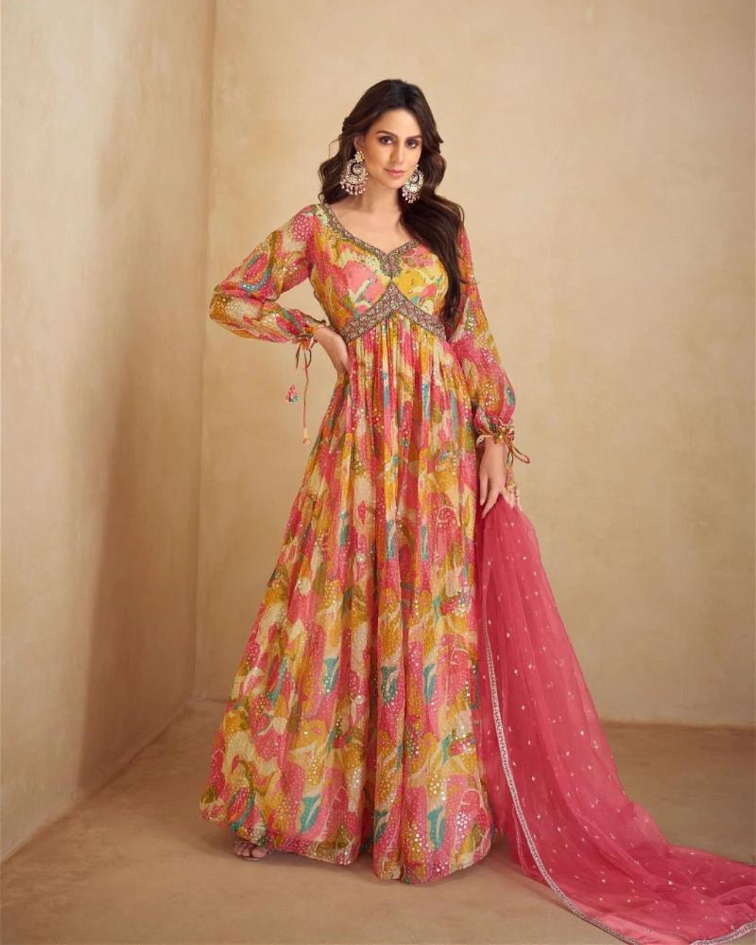 Masnavi roohi gown dress red multi