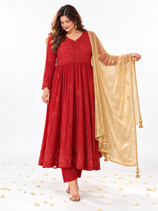 Rubai longline chikankari dress set