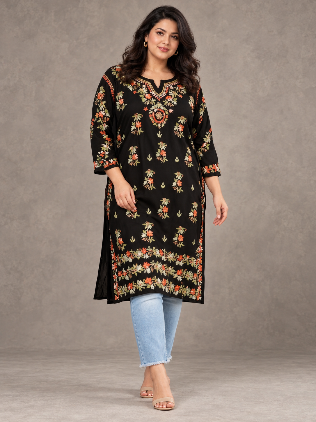 Sahiba Clementine blooms plus size modal set