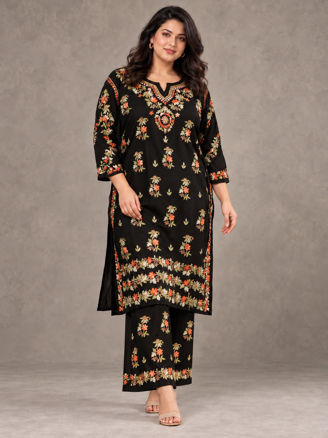 Sahiba Clementine blooms plus size modal set