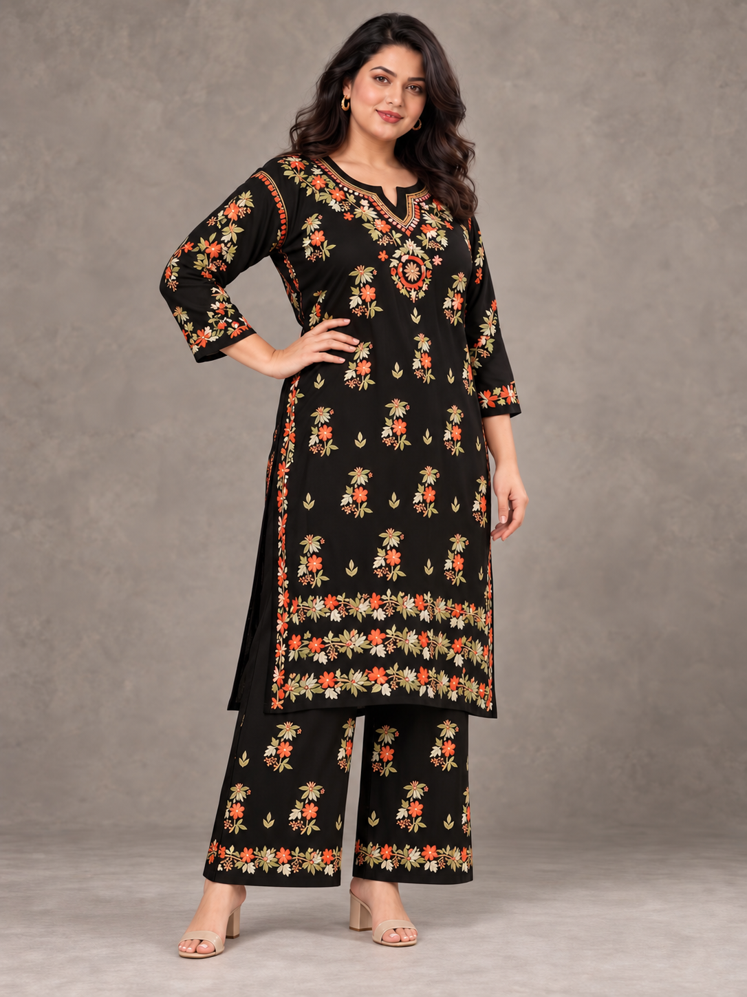 Sahiba Clementine blooms plus size modal set
