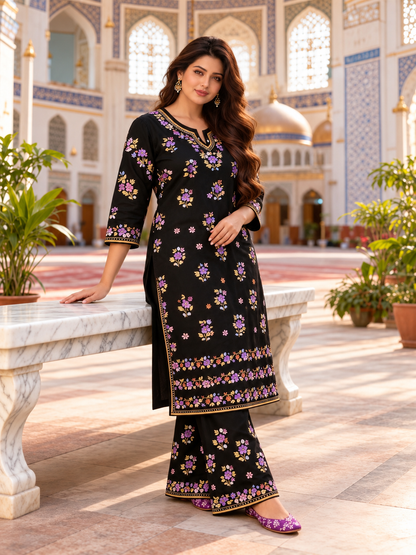 Sahiba Lilac blooms chikankari modal set