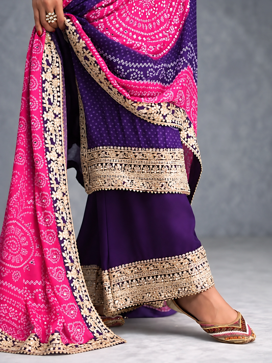 Shagun Lavender Silk Festive Suit Set by Masnavi