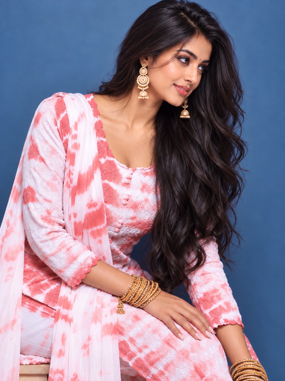 Shibori fiza Bronze cotton kurti sets