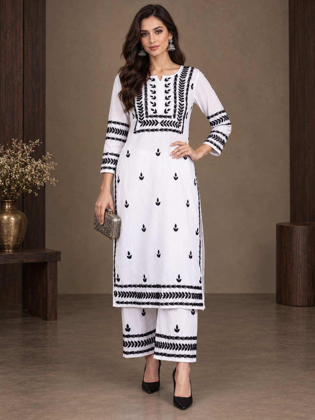 Sia white chikankari kurti set