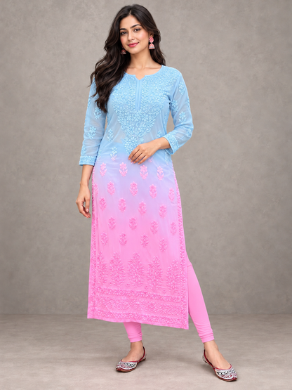 Aura chikankari long kurti by Masnavi