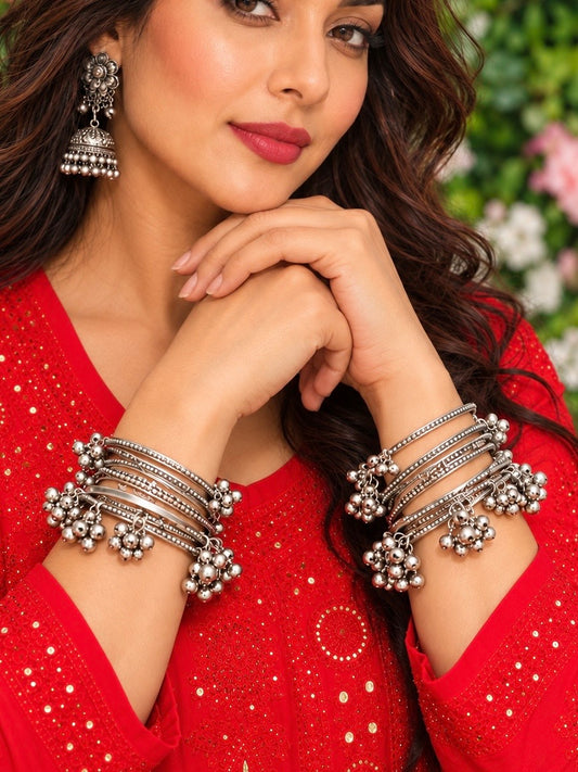 Kashmiri oxidised bangles set