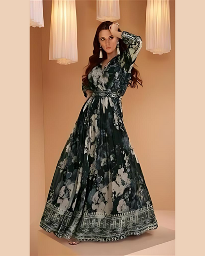 Masnavi ishqa gown  Floral black