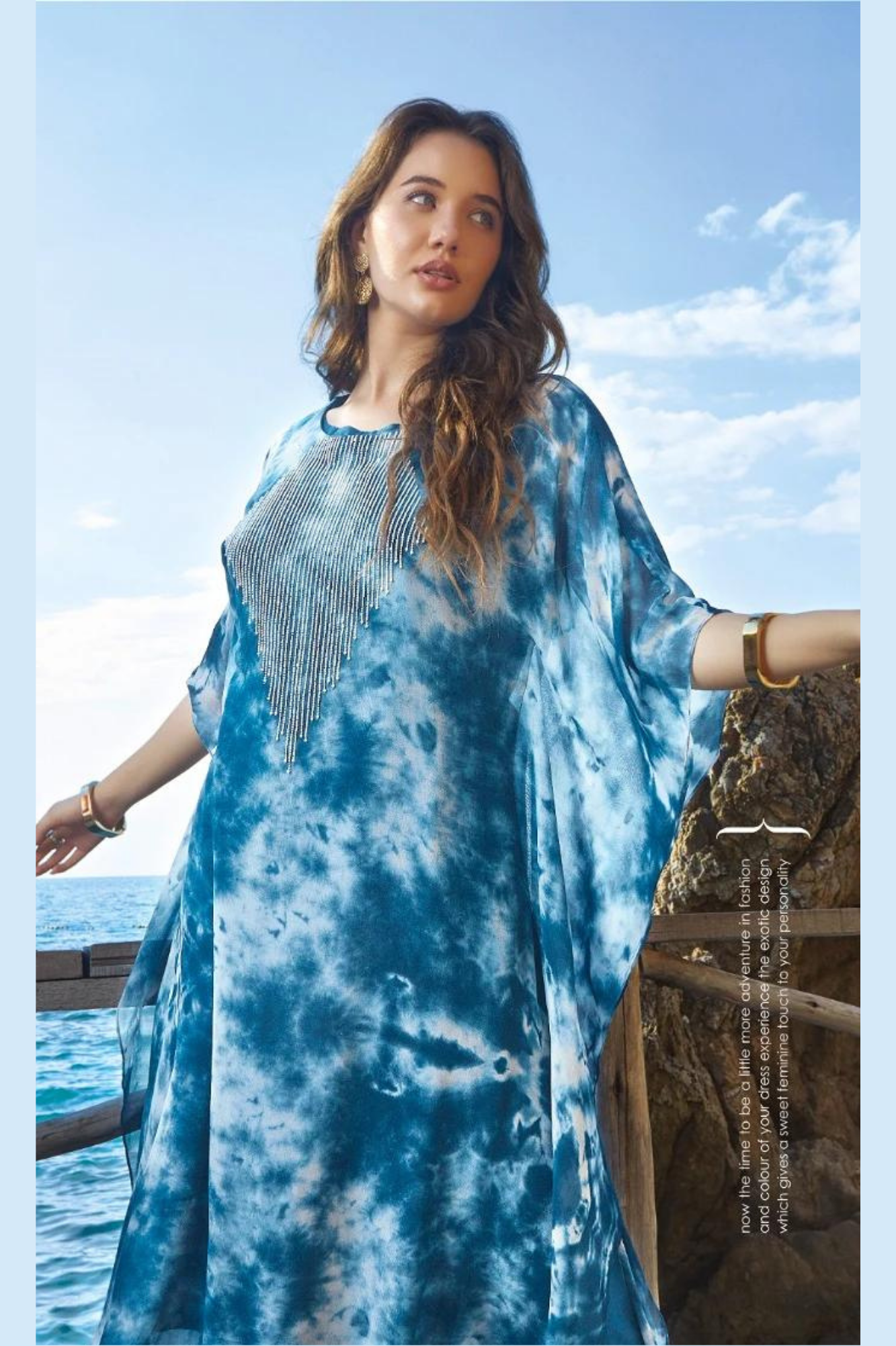 Breeze chiffon kaftan blue