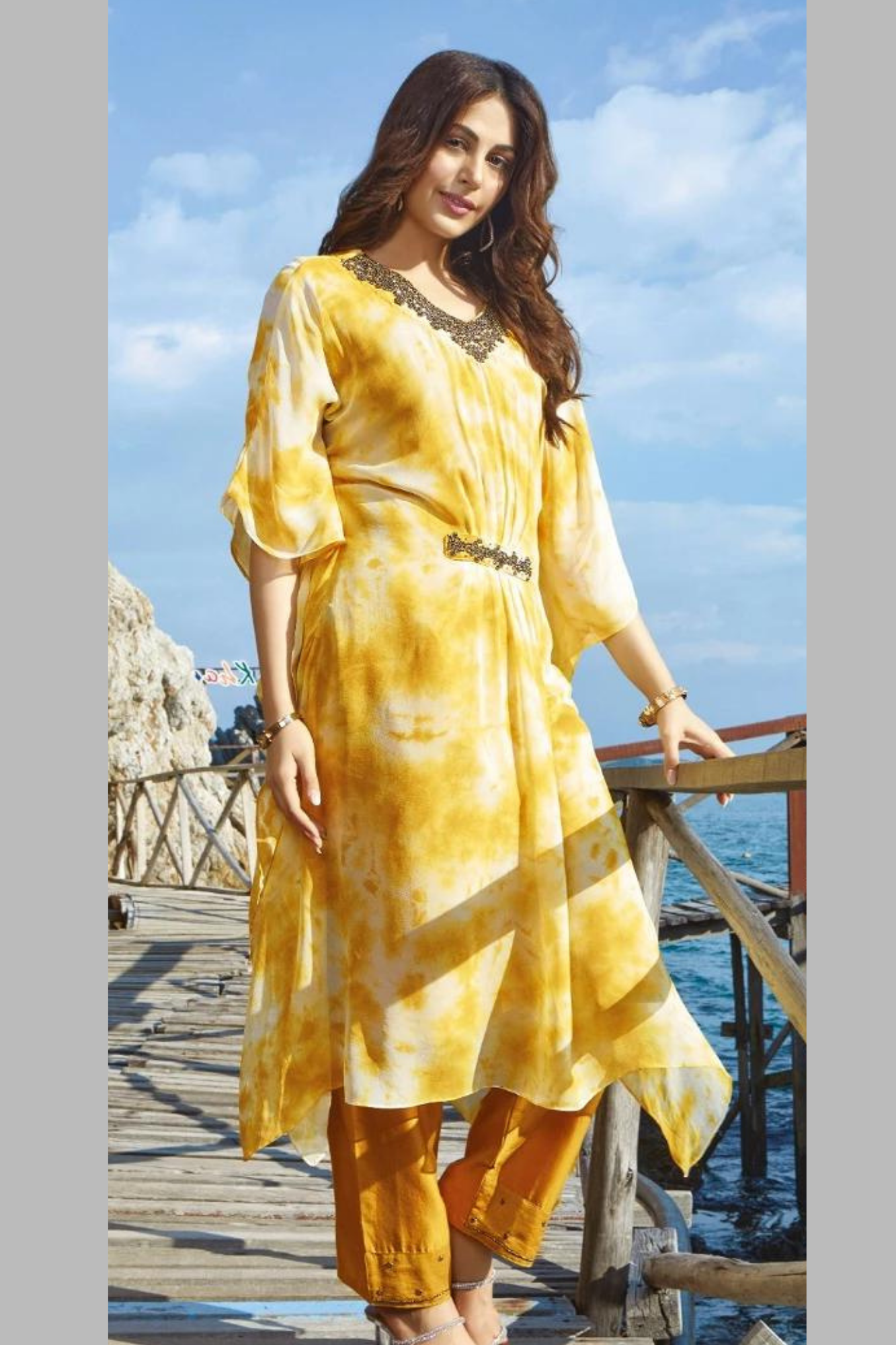 Breeze chiffon kaftan yellow