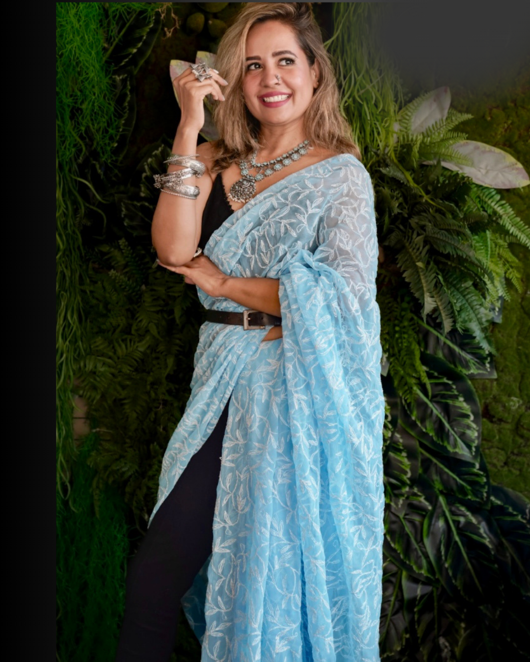 Forever georgette sari blue