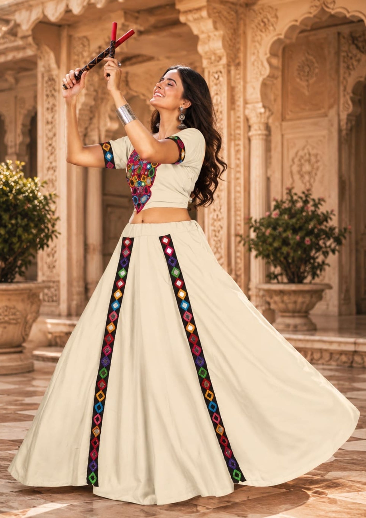 Gujaria navratri and garba lehanga with mirror work