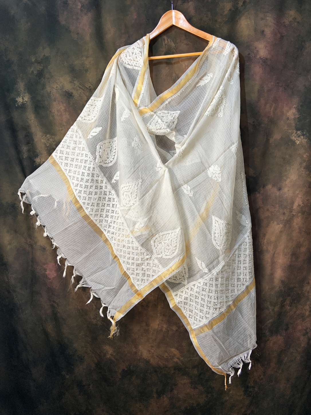 K-silk chikankari dupatta/ Stole