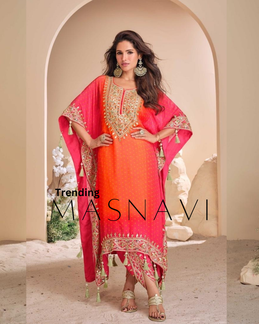 Masnavi kaftan suit Orange