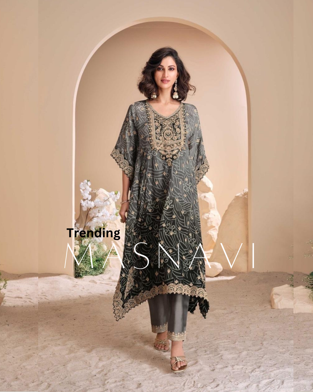 Masnavi kaftan suit black