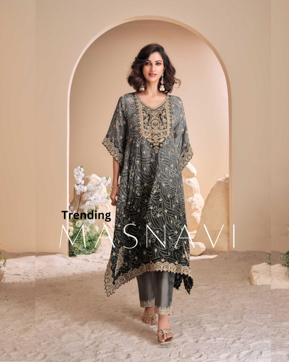 Masnavi kaftan suit black