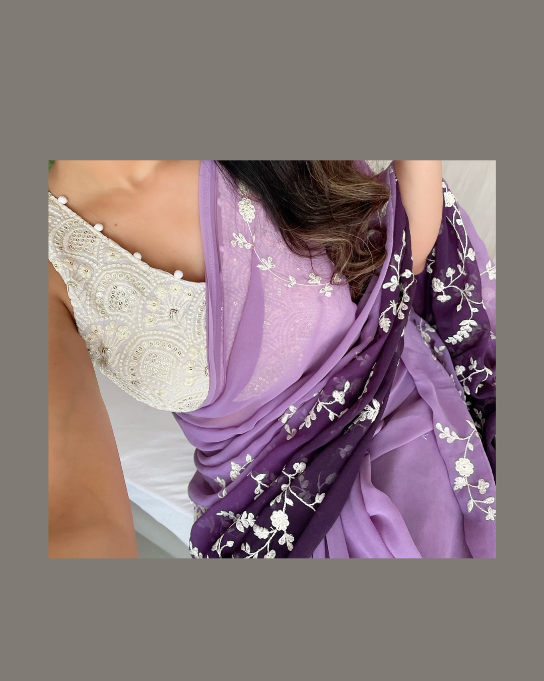 Masnavi Lilac designer sari