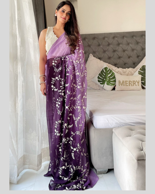 Masnavi Lilac designer sari