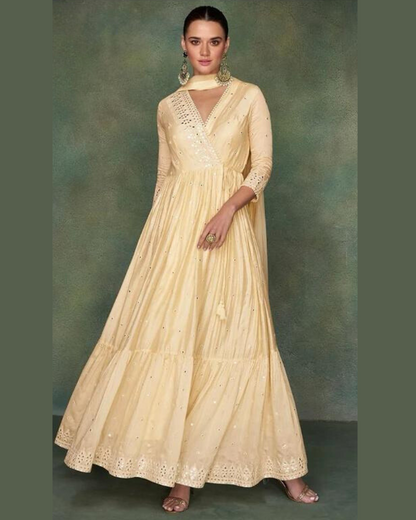 Masnavi Aashna gown dress- pearl cream