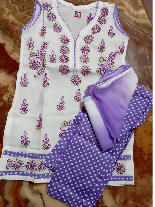 Purple cotton dress set