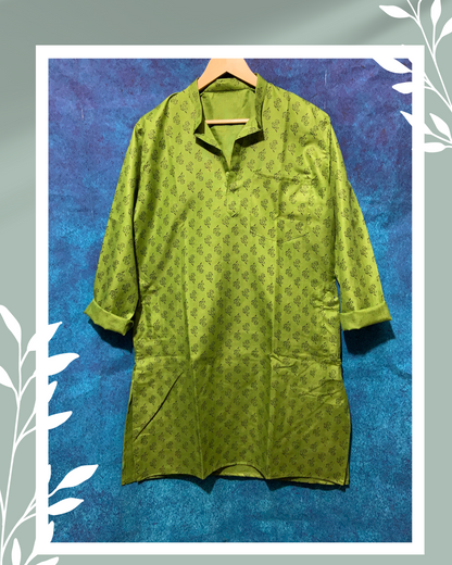 Masnavi men cotton kurta green